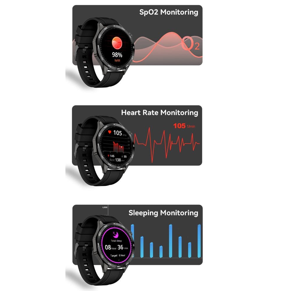 TELUX NEO Smart Calling Watch with 1.43” AMOLED Display & 2 Straps (Stainless Steel & Silicon) - AM24