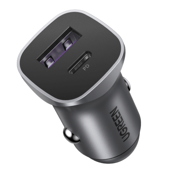 UGREEN 2-Port 1A 1C 30W Pd Fast Car Charger
