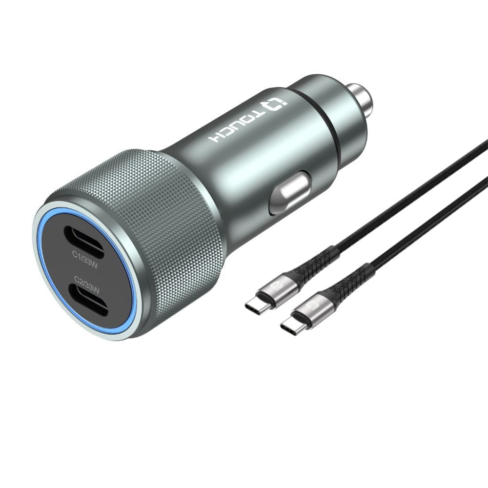 IQ TOUCH 66W Dual Type-C Car Charger with Type-C Charging Cable - PD66-C