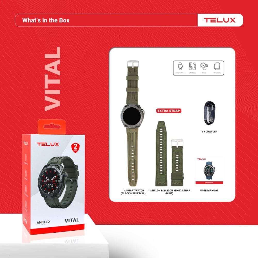 TELUX VITAL Smart Calling Watch with 1.43” AMOLED Display & AI Voice Assistant - LC311
